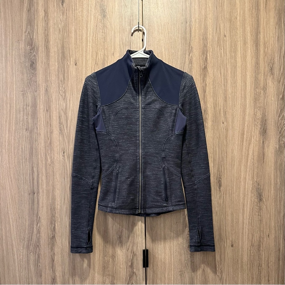 Lululemon Forme Jacket Slub Denim Inkwell Blue Luon Size 2